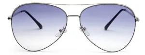 Silver Frame Gradient Blue Aviator UV Sunglass for Men and Women