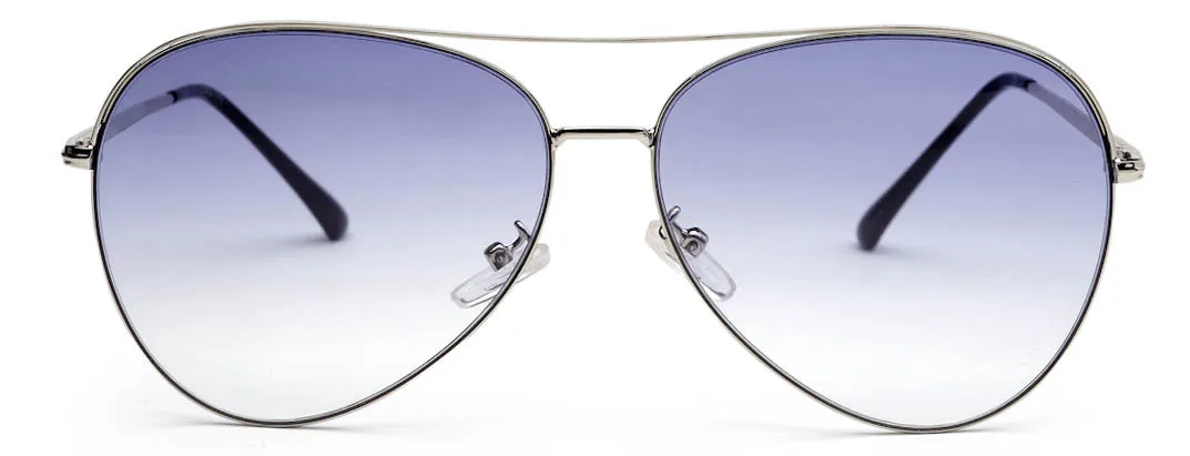 Silver Frame Gradient Blue Aviator UV Sunglass for Men and Women