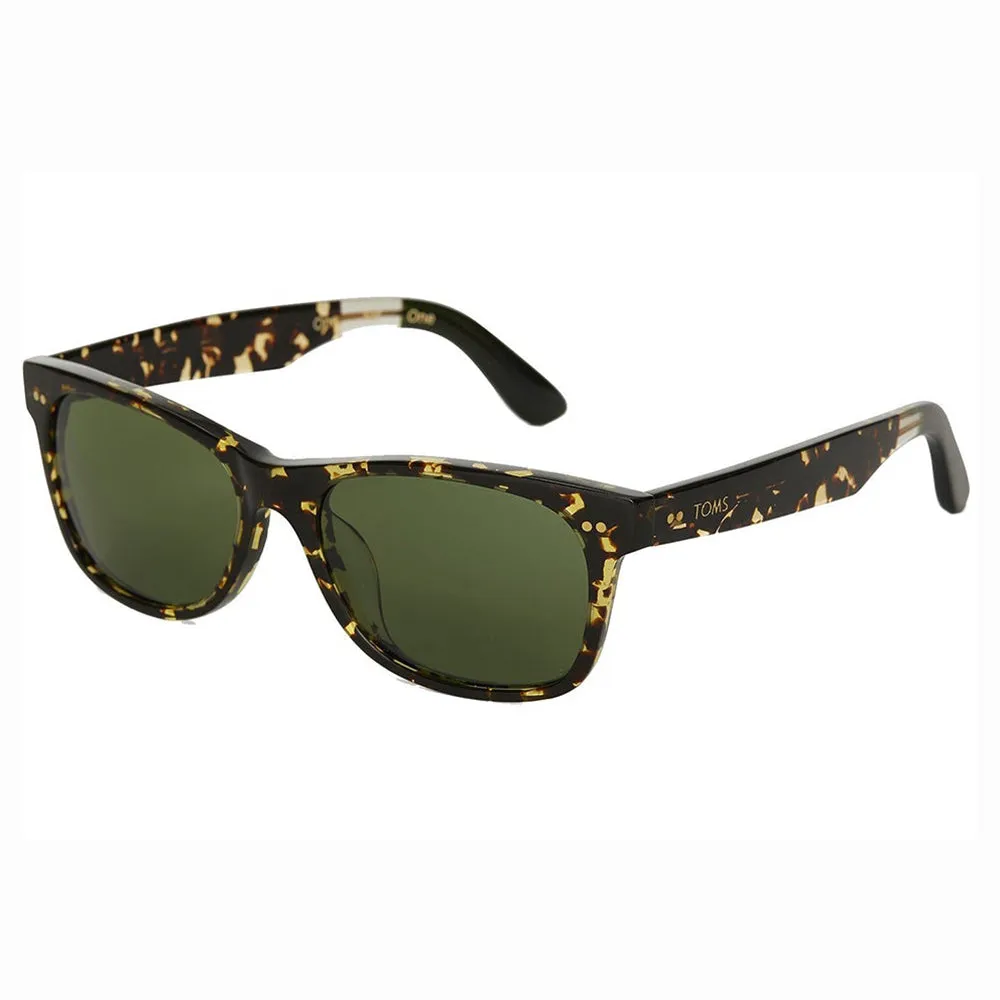 Toms Beachmaster 301 Eco Women's Havana Tortoise Frame Glass Bottle Green Lens Wrap Sunglasses - 10014832