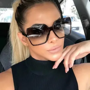 Trendy Vintage Brown Gradient Luxury Ladies Sunglasses
