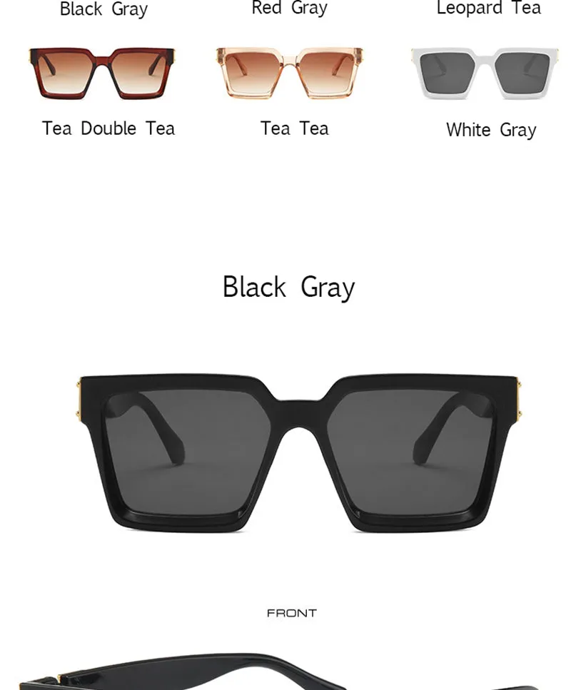 Unisex Square Designer Frame Retro Style Sunglasses