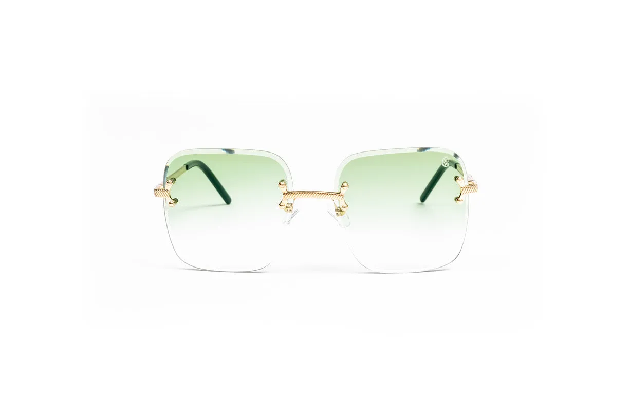 VINTAGE CLASSIC C 18KT Gold Sunglasses, Gradient Green Lenses