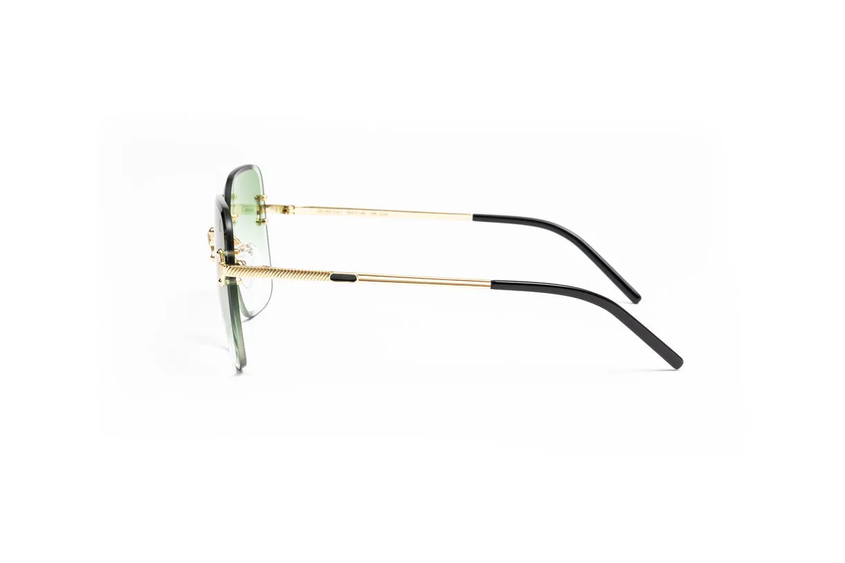 VINTAGE CLASSIC C 18KT Gold Sunglasses, Gradient Green Lenses