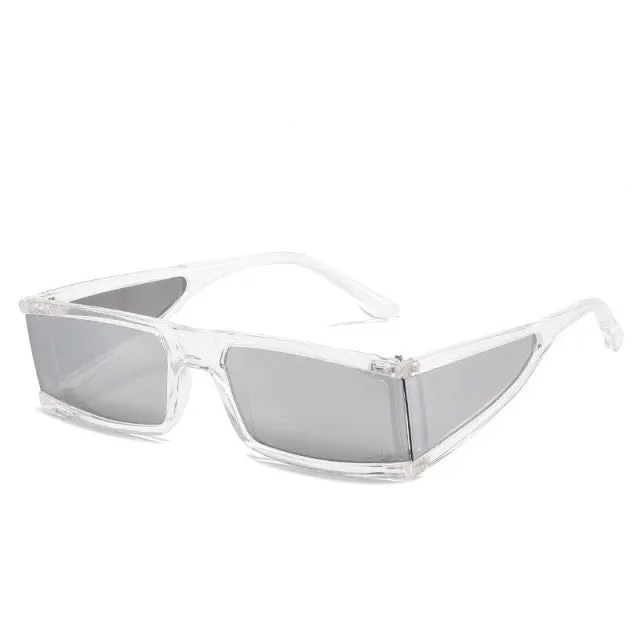 vintage punk mirror rectangle sunglasses