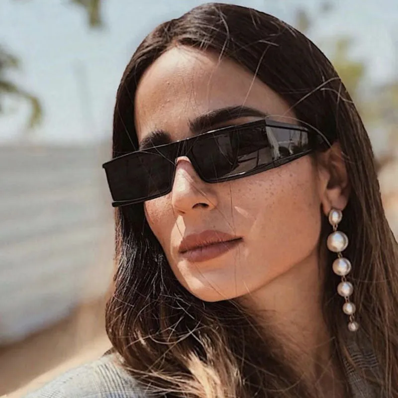 vintage punk mirror rectangle sunglasses