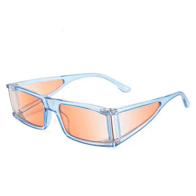 vintage punk mirror rectangle sunglasses