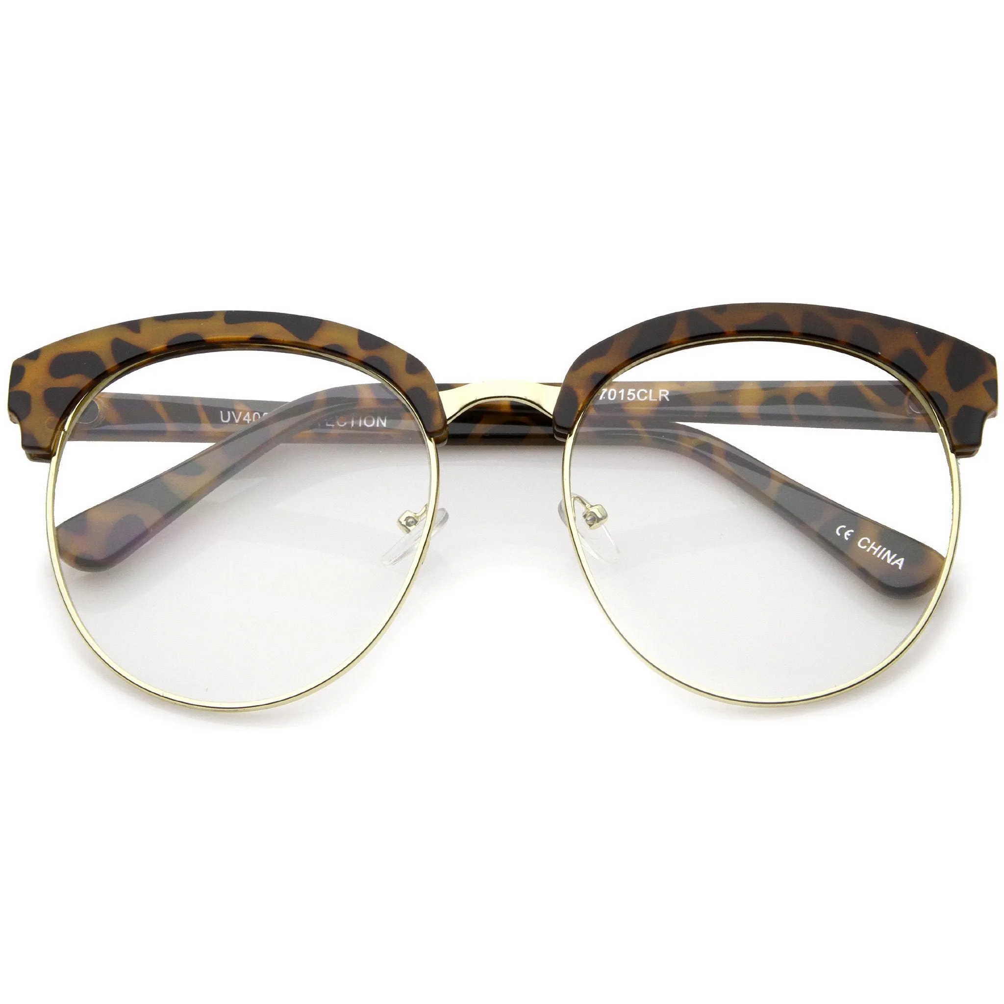 Women's Oversize Half Frame Clear Lens Glasses A650