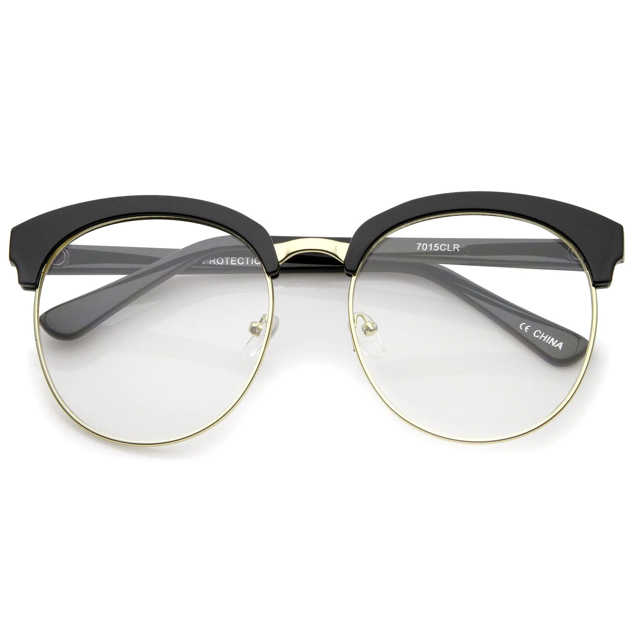 Women's Oversize Half Frame Clear Lens Glasses A650