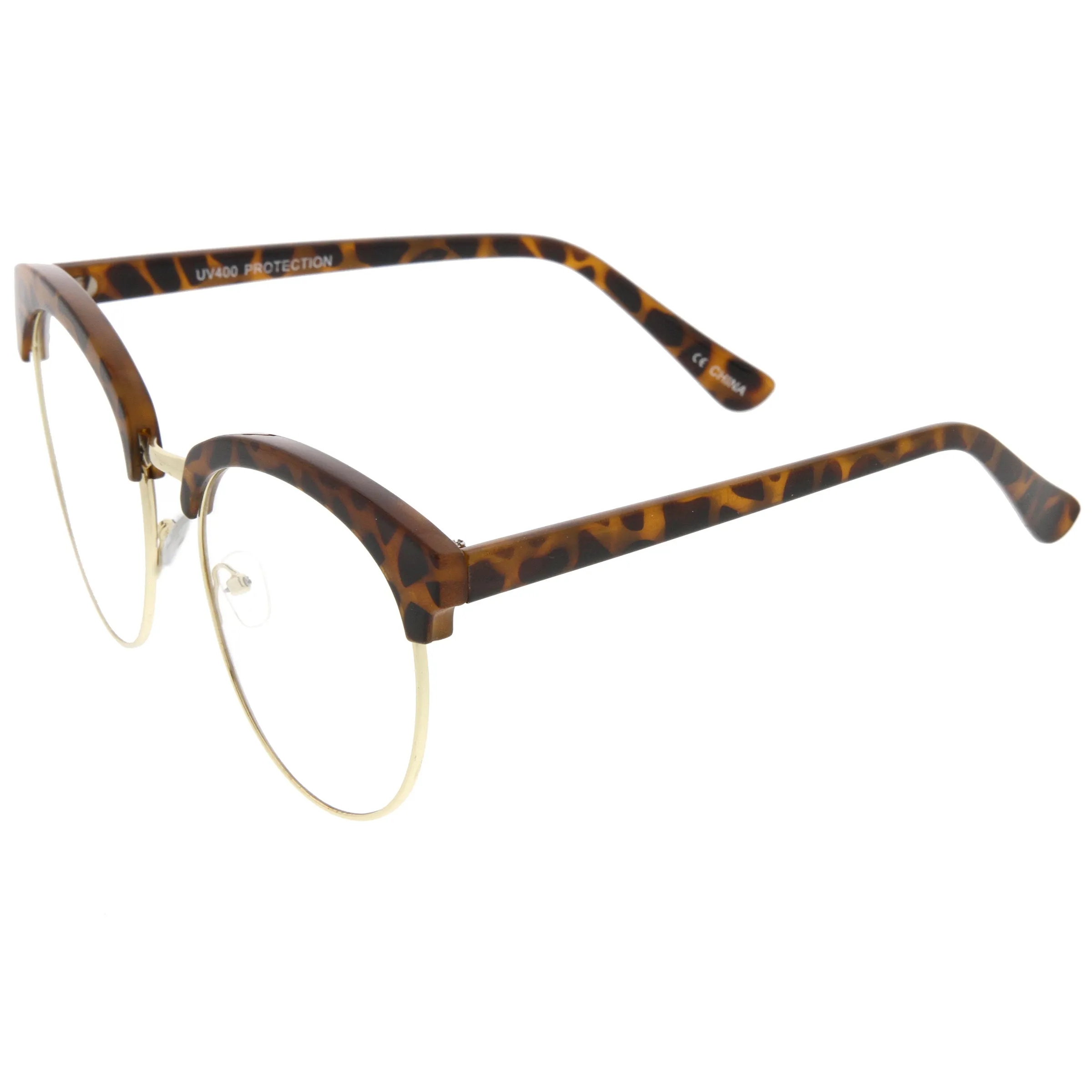 Women's Oversize Half Frame Clear Lens Glasses A650
