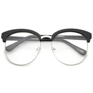 Women's Oversize Half Frame Clear Lens Glasses A650