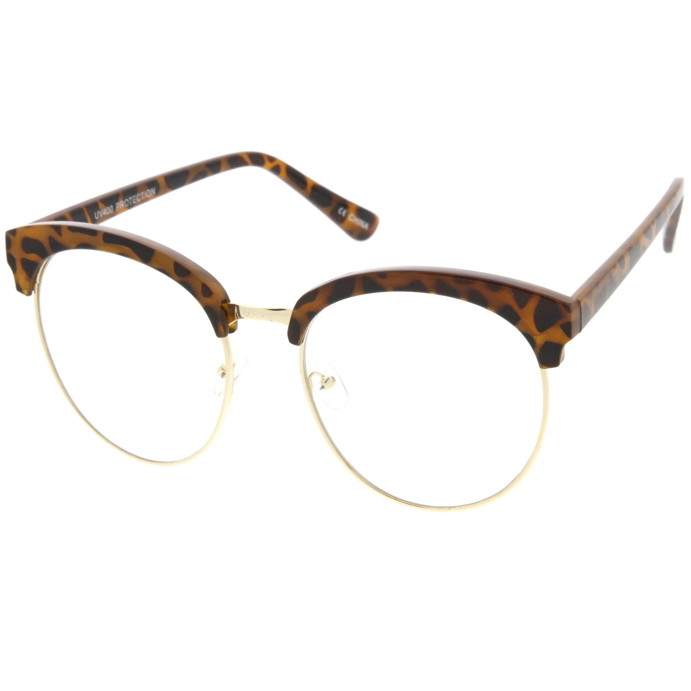 Women's Oversize Half Frame Clear Lens Glasses A650