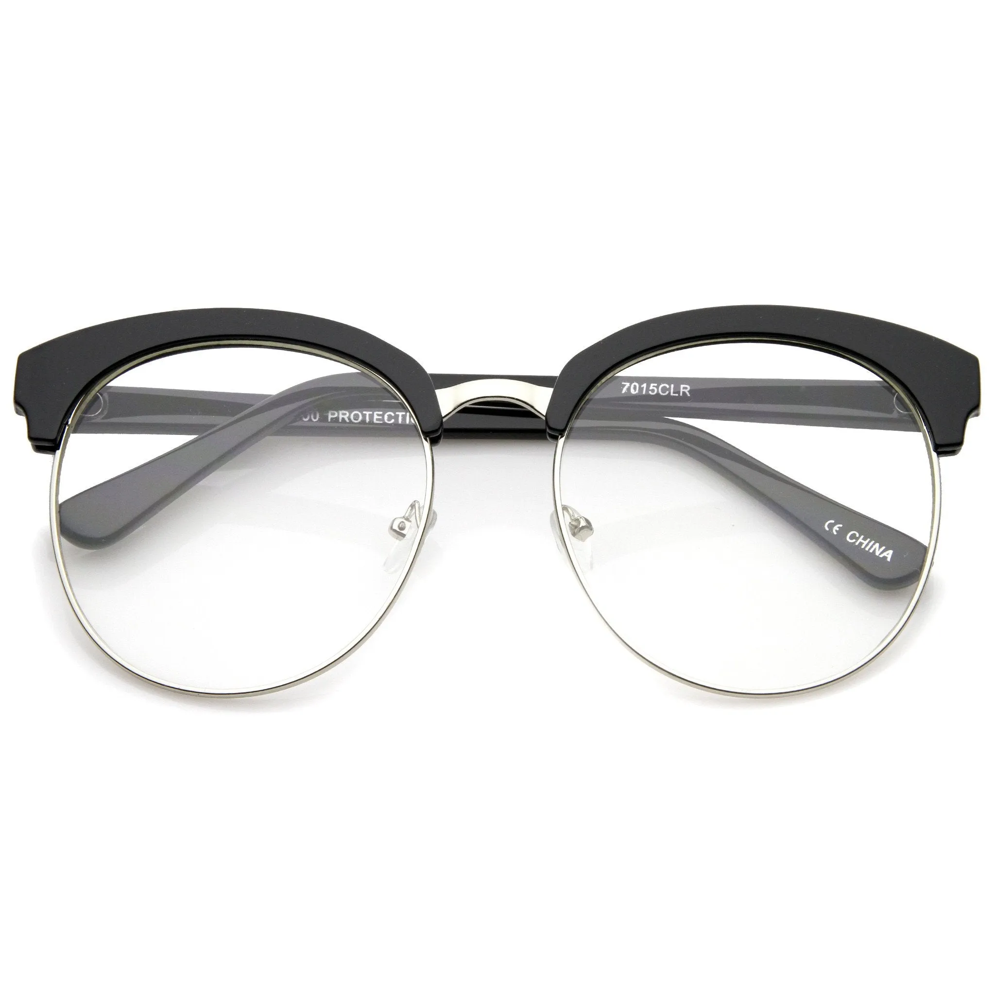Women's Oversize Half Frame Clear Lens Glasses A650