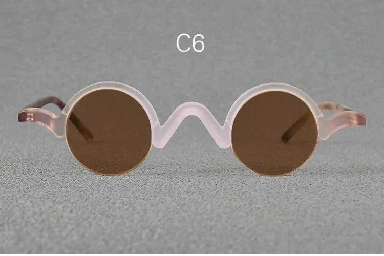 Yujo Unisex Semi Rim Round Acetate Polarized Sunglasses 35mm
