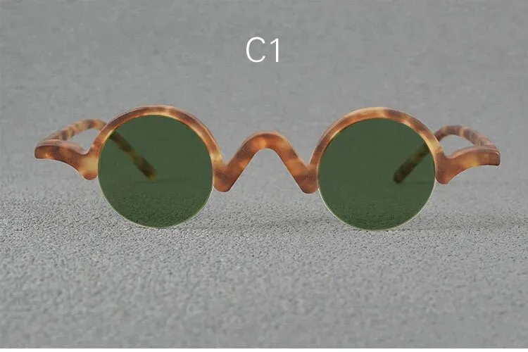 Yujo Unisex Semi Rim Round Acetate Polarized Sunglasses 35mm