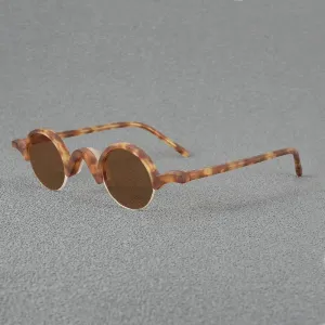 Yujo Unisex Semi Rim Round Acetate Polarized Sunglasses 35mm