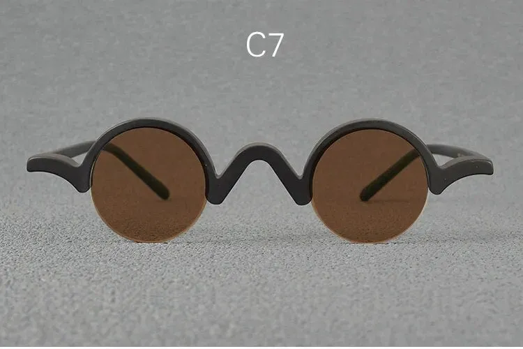 Yujo Unisex Semi Rim Round Acetate Polarized Sunglasses 35mm