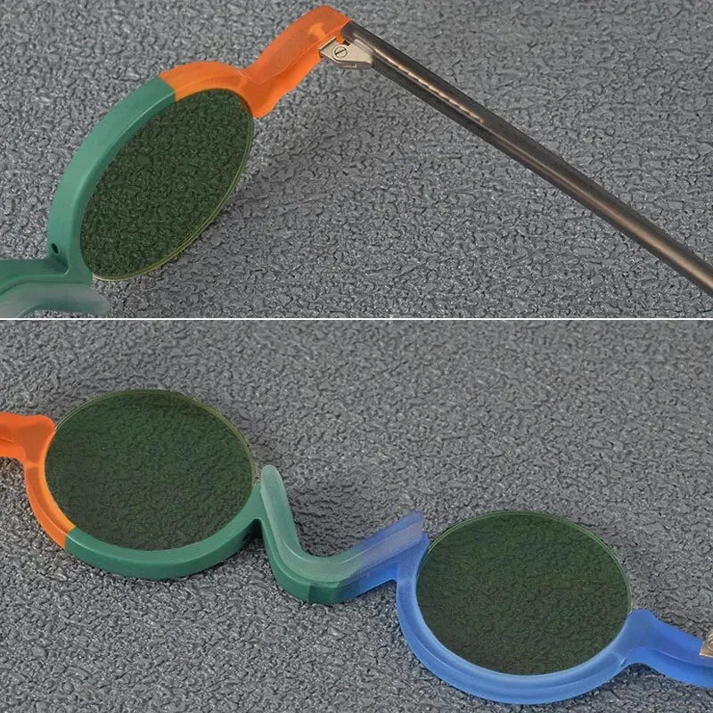 Yujo Unisex Semi Rim Round Acetate Polarized Sunglasses 35mm