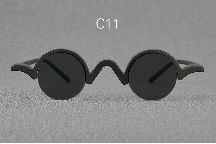 Yujo Unisex Semi Rim Round Acetate Polarized Sunglasses 35mm