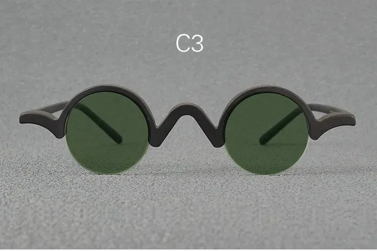 Yujo Unisex Semi Rim Round Acetate Polarized Sunglasses 35mm
