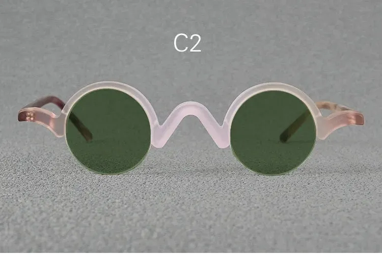 Yujo Unisex Semi Rim Round Acetate Polarized Sunglasses 35mm